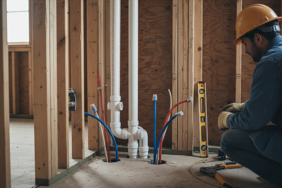 Drain and supply rough-in during Leak Detection in Woodstock