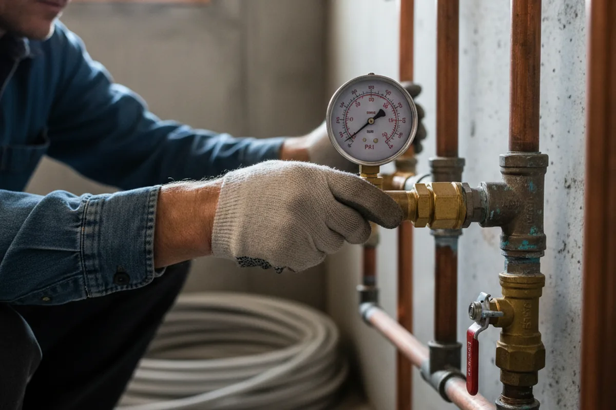 Pressure testing a repaired line during Water Line Repair in Woodstock